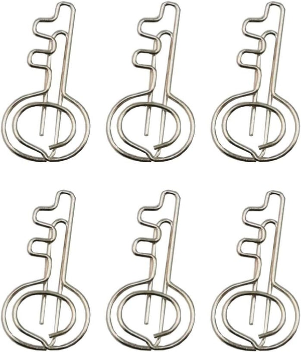 Rurili 20 Pieces Metal Key Shaped Wire Paper Clips for Home, School, Office Use (Silver)