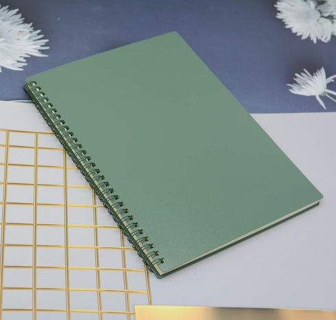 Yansanido Spiral Notebook, 4 Pcs, 10 Inch x 7.4 Inch, B5 Thick Plastic Hardcover, 7mm College Ruled, 80 Sheets, Dark