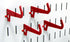 Wall Control Slotted Metal Pegboard Hooks Pack - 3-1/2in Reach Curved Tip Hook - Red for Pegboard and Tool Board