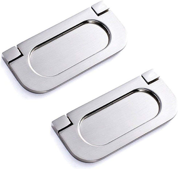 XMHF Alloy Recessed Type Handle Flush Door Pull for Pocket Doors, Silvery Rustproof Finger Pulls for Sliding Doors (2
