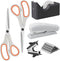 Office Supplies Kit, Desk Accessory Set with 2 Scissors, Stapler, 1000 Staples, Tape Dispenser, Perfect Office Partners