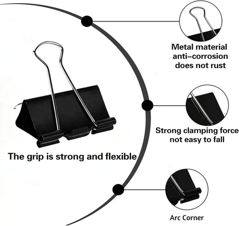 Binder Clips Paper Clamps, 300 Pack, Assorted Sizes (Black), Jumbo, Large, Medium, Small, Mini, Micro