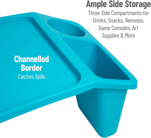 Mind Reader Kids Lap Desk, Set of 2 - Activity Tray for Drawing, Stackable, Portable, Plastic, Blue