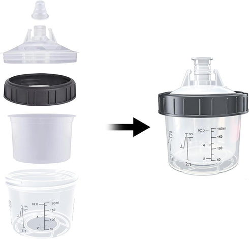 6 (180ml) 50 1 20 Disposable Paint Spray Gun Cup System for HVLP Paint Spray Paint Gun,Standard Ounce Kit with Cups