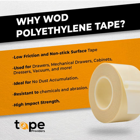 WOD SPT7A UHMW Polyethylene Transparent Film Slick Tape, 3/4 inch x 36 yd, Aggressive Adhesive