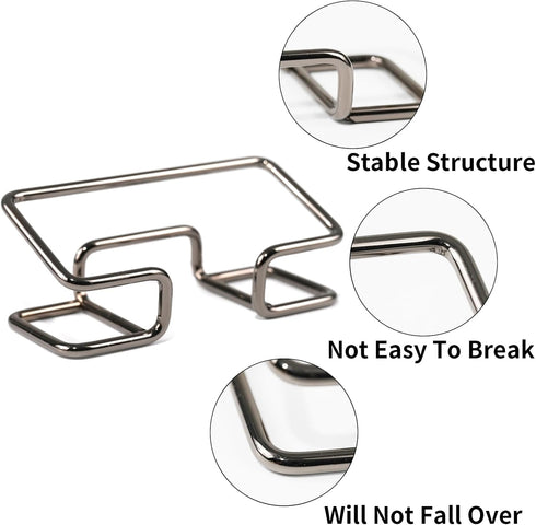 Desktop Business Card Holder, Metal Display Stand for Cards, 4 Pack Organizer for Desk, Black