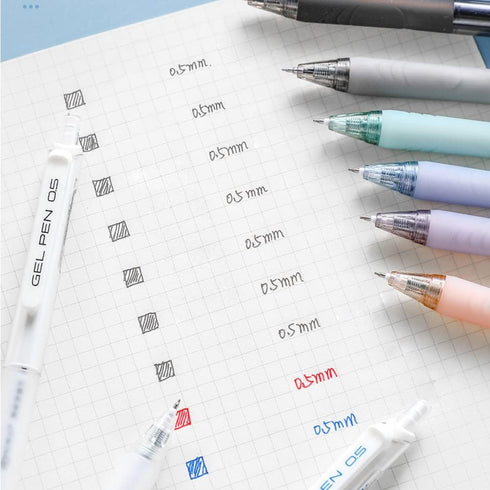 HeTaoCat 0.5mm Fine Point Retractable Gel Pens, Quick Drying, Black Ink, Box of 6 Pens (Multicolor)