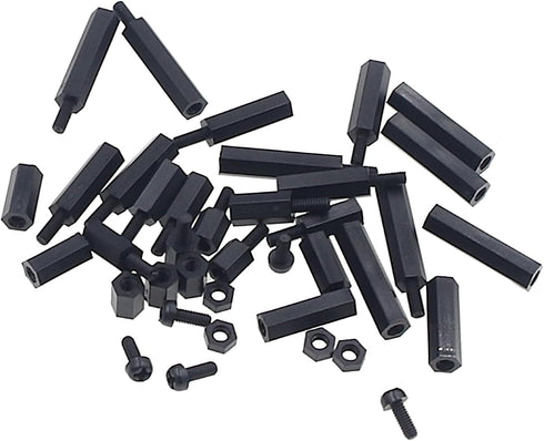 240PCS M2.5 Nylon Hex Spacer Standoffs Screws Nuts Assortment Kit, Male-Female (Black)