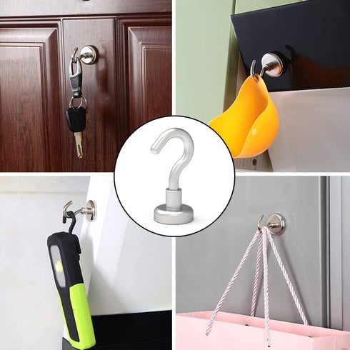 Magnetic Hooks - Strong Neodymium Rare Earth Magnet Hooks for Indoor Hanging, 22LBS, Pack of 24