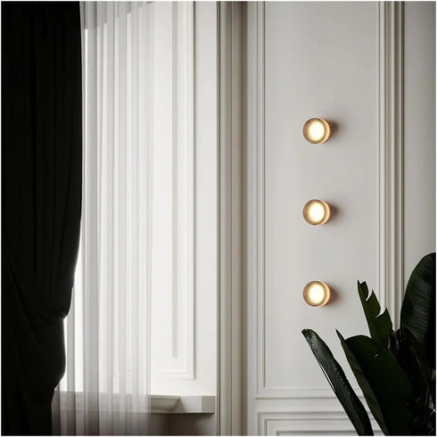 Eberow Modern Wall Sconce,Thick Glass Shade LED Fixture,Minimalist Round Wall Lamp for Bathroom Vanity, Bedroom