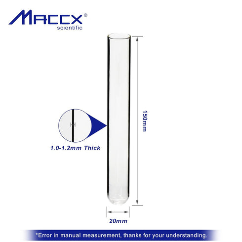 10ml Sturdy Glass Test Tubes, Pack of 50, 16x100mm Borosilicate Glass Material, TTG016-050