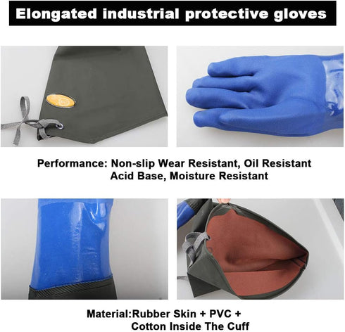 Drain cleaning gloves,Pond Gloves,Long Rubber gloves,Waterproof Gloves elbow length rubber gloves- 27 Inch Insulated Waterproof Gloves