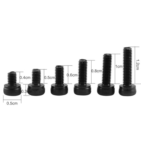 300pcs M3 Black Alloy Steel Hex Socket Screws Nuts Washer Assortment Kit (Set A Head)
