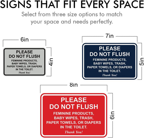 All Quality 5" 7" 5 Pack Classic Framed Please Do Not Flush Thank You Bathroom Etiquette Sign - x (Red)