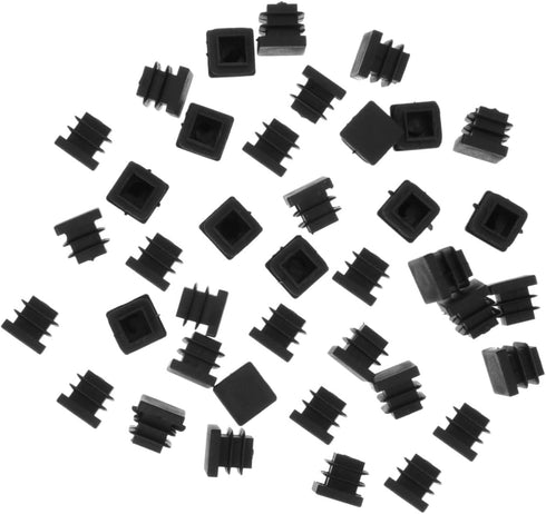 30pcs Black Square Plastic Tubing Plug Caps 15x15mm Thickened Furniture Leg End