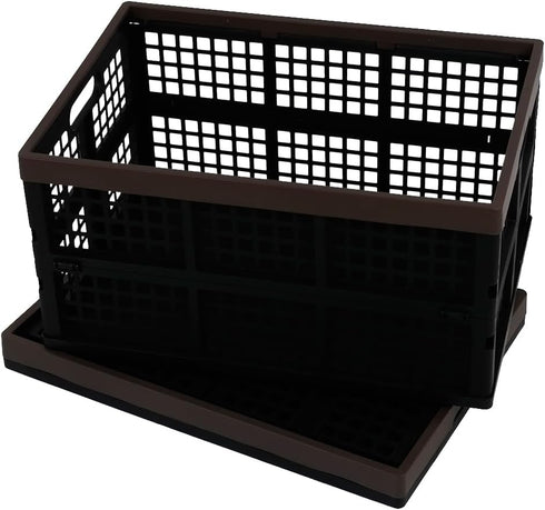 Lesbin 2-Pack 42 L Plastic Staking Folding Storage Basket Crates, Extra Large Plastic Crate Storage