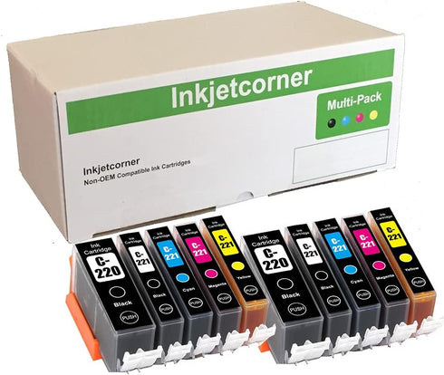 Inkjetcorner Compatible Ink Cartridges for PGI-220 CLI-221, Replacement for iP3600 iP4600 MP560 MP640 (10 Pack)