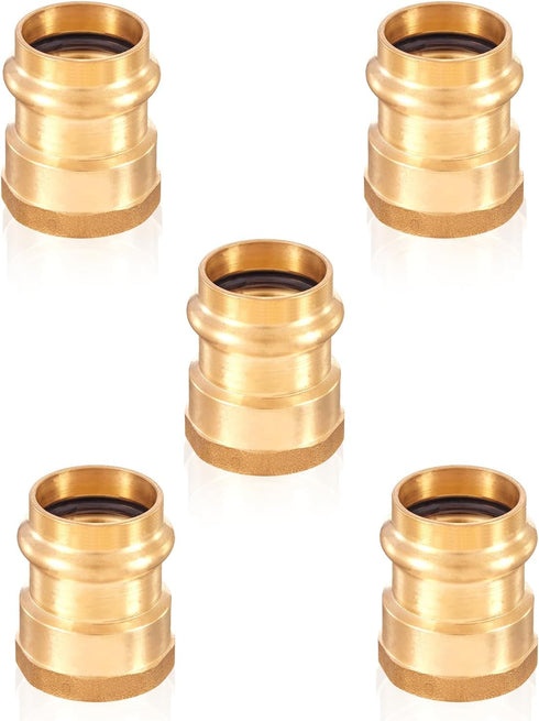 Press Fittings Adapter, 1" Press Fit x 1" Female NPT Threaded (LF Brass, 5 PACK)