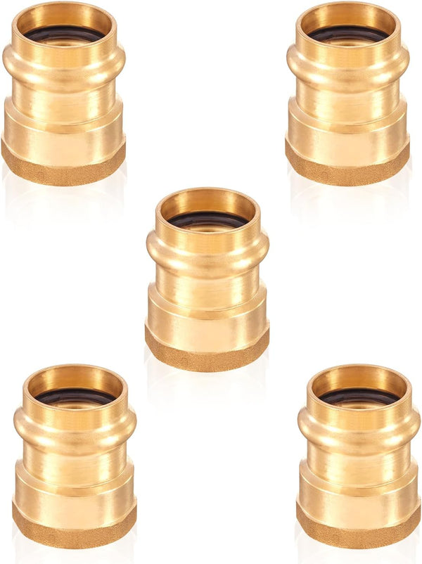 Press Fittings Adapter, 1" Press Fit x 1" Female NPT Threaded (LF Brass, 5 PACK)