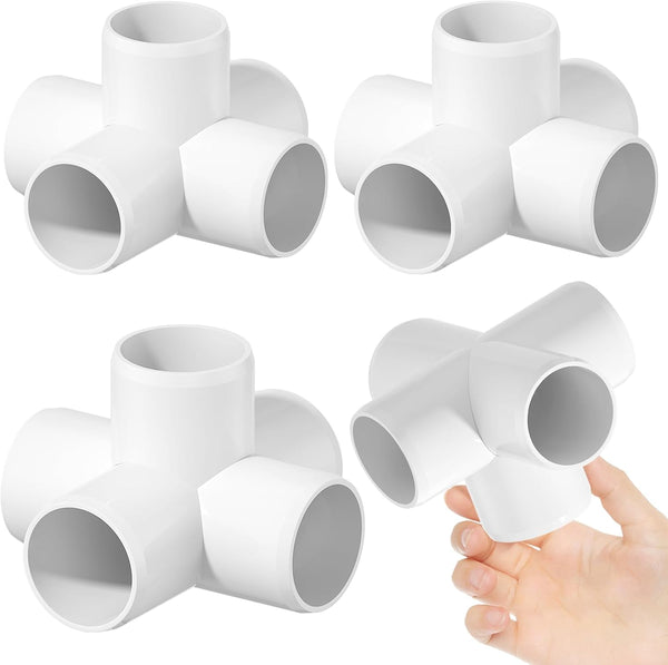 4PCS 1-1/2Inch Elbow PVC Fittings, 5-Way Heavy Duty PVC Pipe Fitting, Furniture