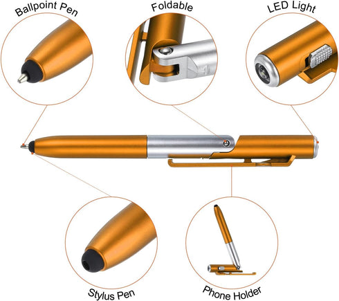 MECCANIXITY Multifunction Stylus Pen with LED Light, Foldable Phone Holder Stand, Capacitive Touch Screen Ballpoint