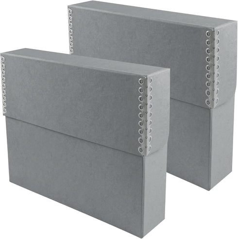Lineco Archival Document Storage Box with Metal Edge, Acid-Free Gray Boxboard, Organize and Store Files, Prints,