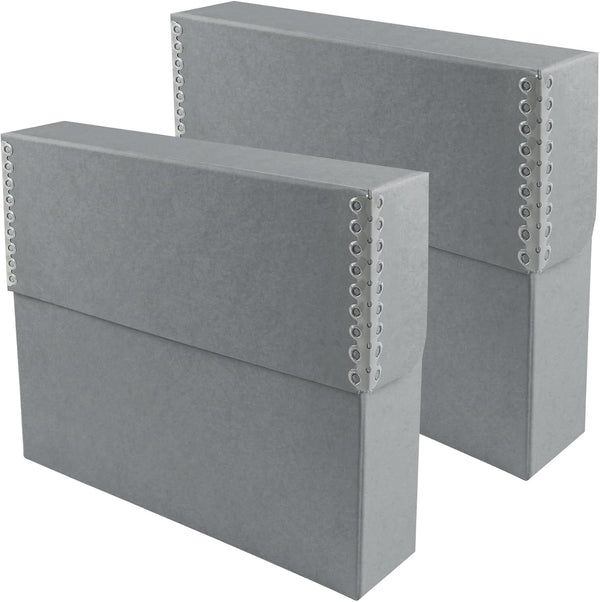 Lineco Archival Document Storage Box with Metal Edge, Acid-Free Gray Boxboard, Organize and Store Files, Prints,