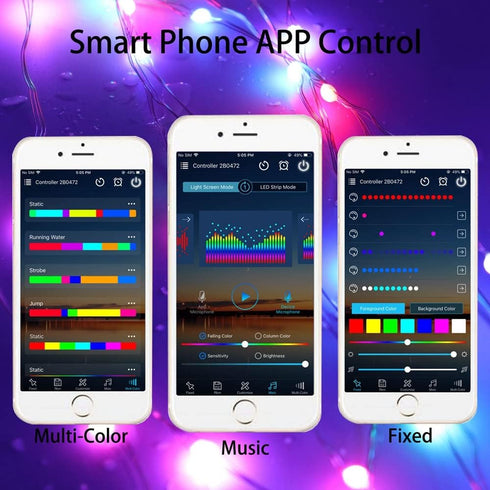 Vrabocry WS2811 WS2812B SK6812 WS2812 28Keys 5V LED Controller Bluetooth Music with MIC for Pixel LED Strip Light APP