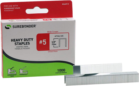 Surebonder 44012 Heavy Duty, Wide Crown, Swingline Type, 1000-Pack, 1/2-Inch Leg Length