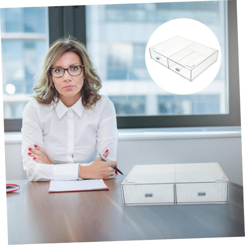 Small Plastic Storage Bin with Drawers, Stackable Organizer for Desk Accessories, Stationery, Office Supplies