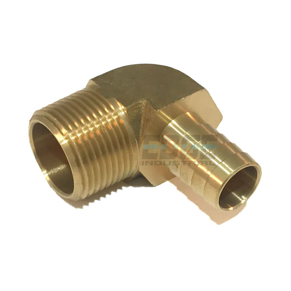 5/8" Hose ID to 3/4" Male NPT 90 Degree Elbow Brass Fitting for Fuel/AIR/Water/Oil/Gas/WOG (Qty 01)