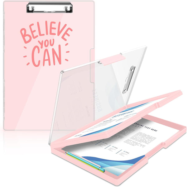 Sooez Clipboard with Storage, 8.5x11 Cleaview Clip Boards, High Capacity Plastic Nursing Clipboard for School & Office