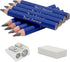 Suitable for 2-6 Years Old, Short Triangle Grip Thick Pencil, 8 Mini Wooden Pencils (Dark Blue, 5mm Thick Core)