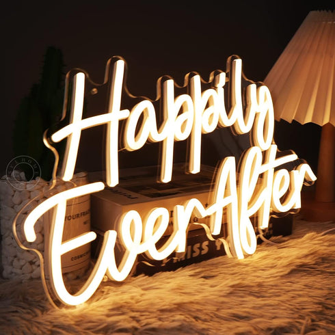 5V 15.75"X9.2" SYLHOME Happily Ever After LED Neon Light Sign Wedding Party Birthday Neon Art Wall Sign Decor USB