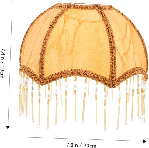 E27 Retro Fabric Lampshade Tassel Trim Pendant Shade for Table and Floor Lamps Vintage European Style Lampshade