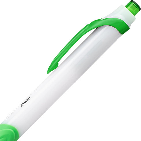 Pentel GlideWrite Ballpoint Pen with TechniFlo Ink, (1.0mm) Medium Line, Lime Green Ink, Box of 12 (BX910-K)