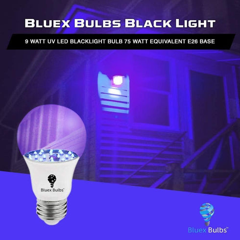 Bluex Bulbs 2 Pack LED Black Light Bulb, 9W A19 E26 Blacklight Bulb for Body Paint, Glow in The Dark