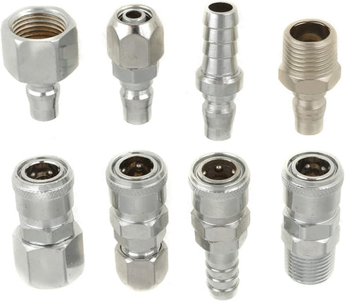 8Pcs Coupling Connector Set, 1/2 Pneumatic Air Compressor Hose Quick Coupler Plug Socket