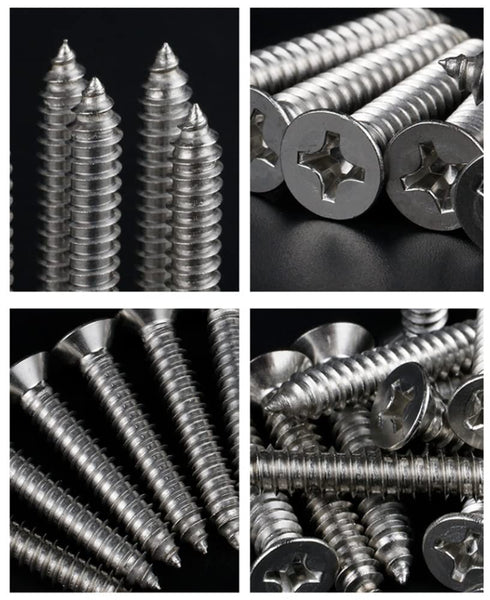 750Pcs 15-Size Metric M1 M1.2 M1.4 M1.6 M1.7 304-Stainless Steel Phillips Self-Tapping Screws Assortment Kit