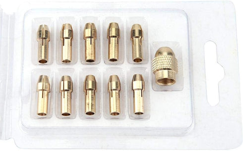 Drill Collet, 11pcs 4-jaw Copper Drill Chuck Collet Set for Mini Electric Power Drill Grinder Rotate Tool 0.5-3.2mm