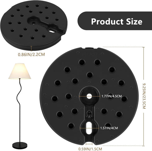 Generic 9.25 Inch Counterweight Plastic Lamp Base Weight, Round Floor Lamp Base Replacement Only, Heavy Duty for Table