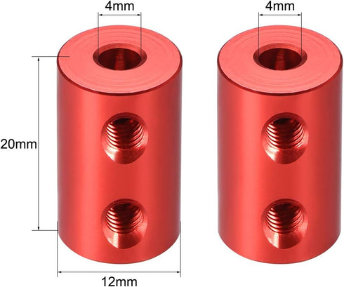 uxcell 4mm to 4mm Bore Rigid Coupling Set Screw L20XD12 Aluminum Alloy, 2pcs Shaft Coupler Connector for RC