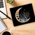 Black Gold Moon Mouse Pad, 9.4 x 7.9 Inch, Boho Non-Slip Rubber Mat for Desk