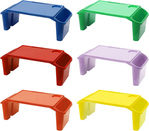 QUSKLISU 6 Kids Lap Desk Tray, Stackable Portable Lap Tray - Multicolor Plastic Table, Breakfast Laptop Trays