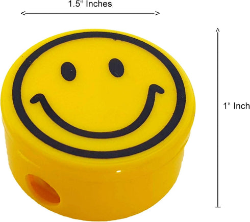 Pencil Sharpeners for Kids with Removable Neon Colored Lids, 48 Pack - Smile FACE