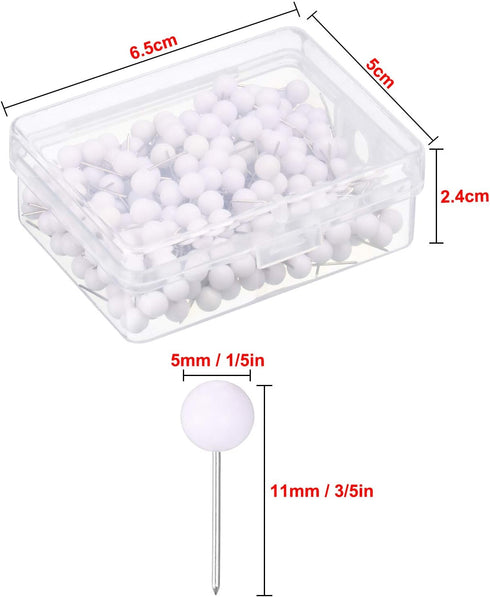 Map Tacks Push Pins Small Size, 300 Packs (White, 1/5 Inch)
