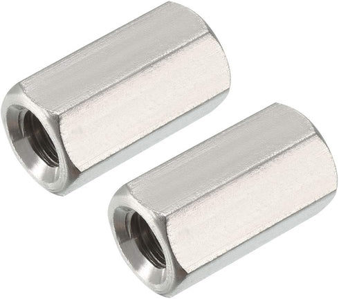 uxcell M8 X 1.25-Pitch 24mm Length 304 Stainless Steel Metric Hex Coupling Nut, 2-Pack