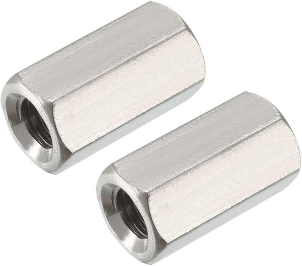 uxcell M8 X 1.25-Pitch 24mm Length 304 Stainless Steel Metric Hex Coupling Nut, 2-Pack