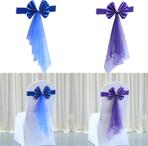 Ywmsfl 6pieces Chair Sashes for Weddings Stretch Band Spandex Bows for Elegant Decors Event Accent Chair