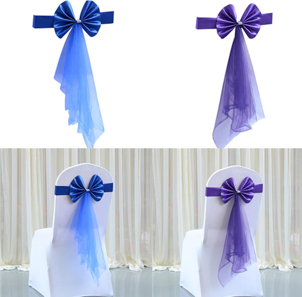 Ywmsfl 6pieces Chair Sashes for Weddings Stretch Band Spandex Bows for Elegant Decors Event Accent Chair